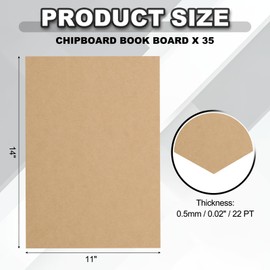 PATIKIL Chipboard Book Board, 14 x 11 inch 22 PT 35 Pcs Thick Chipboard Kraft Paper Sheets Bookbinding Making Supplies Kit for Designer Craft Book Binding Cover Backing Craft, Wood