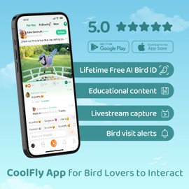 Smart Bird Feeder with Camera, Dual Seed Chambers & Squirrel-Proof, Solar-Powered HD Birdfeeder Camera with Free AI Birds Species Recognition, Real-Time App Alerts – Ideal Gift for Bird Lovers, Blue