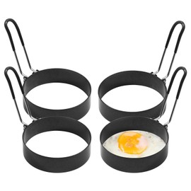 4 Pack Egg Rings for Frying Eggs, 3.5" Nonstick Egg Rings Set, Round Crumpet Ring Mold Shaper for English Muffins Pancake Mold Cooking Griddle for Breakfast Sandwich Egg Burger
