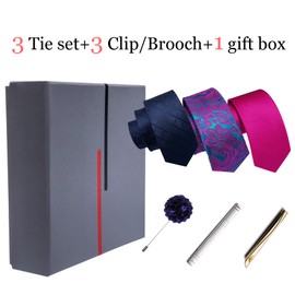 Barry.Wang - Juego de 3 gemelos cuadrados para hombre, diseño de rayas sedosas, diseño de cachemira, para negocios, bodas, Color de la fruta del dragón azul, Talla única