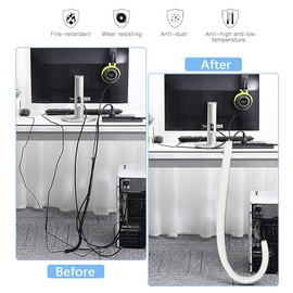 YIUTERA Braided Cable Cover, Cable Storage Sleeve, Cable Sleeve, Management, Cord Storage, Cord Management, Includes 10 Cable Ties, Insulated, Dustproof, High Temperature, Pet Bite Proof, Anti-Electric Shock, For TV, Computer Cable Management, Home and O