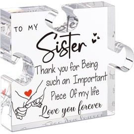 DIGIELE Sister Birthday Gift Ideas, Big or Little Sister Gifts from Sister or Brother, Unique Sister Christmas, Thanksgiving, Wedding Present, Acrylic Puzzle-Shaped Plaque Gift for Desk Decorations