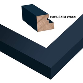 RPJC 11x14 inch Picture Frame Made of Solid Wood and High Definition Glass Display Pictures 8x10 with Mat or 11x14 Without Mat for Wall Mounting Photo Frame Jazz Blue