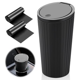 Car Rubbish Bin with Lid, Small Car Rubbish Bin Interior, Waterproof & Odour-Inhibiting, with 2 Rolls of Bin Bags, Practical Mini Bin for Cars, Home, Office, Bedroom