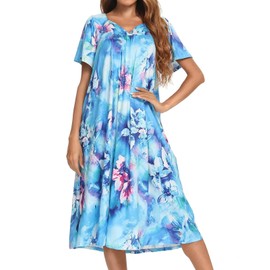 Bloggerlove House Dress with Pockets Moomoo Dresses for Women Nightgown Patio Dresses Mumu Dresses