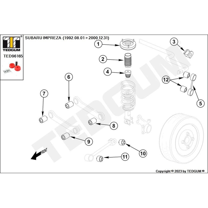 TEDGUM TED96165 POLYURETHANE BUSHING FOR REAR AXLE DIFFERENTIAL TRANSMISSION -