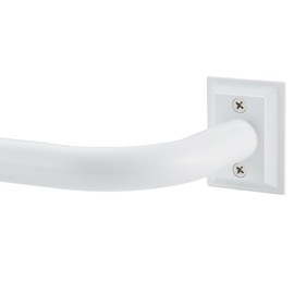 Vimayta Wrap Around Curtain Rod for 28 to 129 Inches Window, Splicing Structure, 1 Inch Room Darkening Blackout Curved Drapery Rods with Heavy Duty Alloy Bracket, Wall&Ceiling Mounted, Matte White