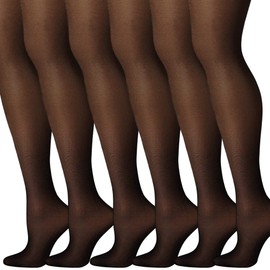Tummy Control Stockings for Women - Sheer Control Top Pantyhose - 6 Pairs (Black, Small)