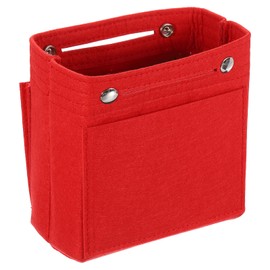 sourcing map Purse Organizer Insert, Portable Felt Organizer Bags with Snap Multiple Compartments Purse Liner for Domed Satchel, Tote Bag, Handbag Shaper (6.7" x 3.9" x 6.3", Red)