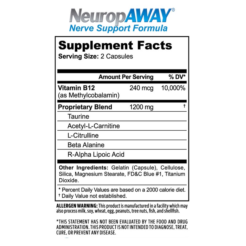 NeuropAWAY Nerve Support Formula 90 Daily Capsules