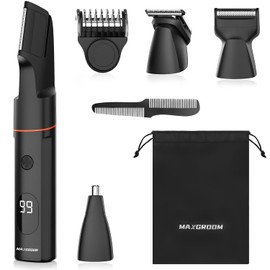 4 en 1 Kit de Rasuradoras para Hombre Impermeable IPX6 | Afeitadora Eléctrica Masculina con Cabezal de Succión Magnético para Barba, Nariz, Cabello, Cara y Vello Corporal