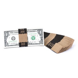 Natural Kraft Saw-Tooth $200 Currency Band Bundles (500 Bands)