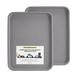 PETABBY PETABBY Boot Tray 2 Packs All Seasons Multi-Purpose, Waterproof Boot Trays for Entryway Indoor & Outdoor, Non-Slip Shoe Tray, 16.7"x12.8",Grey