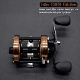 CAMEKOON X-Tribe Round Baitcaster Fishing Reel, Centrifugal Braking System Casting Reel, Solid Brass Main and Pinion Gears, ON/Off Line Out Clicker, 4+1 Stainless Steel Ball Bearings, Double Grips