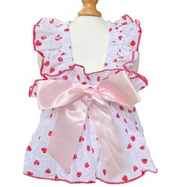 ANIAC Strawberry Dog Dress for Small Medium Dog Cotton Puppy Clothes Girl Dog Princess Dress Sleeveless Cat Outfit Bow Summer Pet Clothing (Strawberry, X-Large)