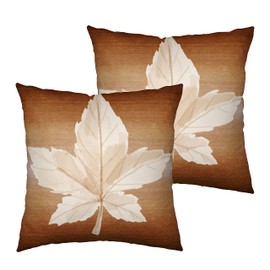 Kwlegh Set of 2 Maple Leaf Autumn Decorations Pillow Covers 22x22 Fall Decor Cotton Linen Pillow Case Beautiful Fall Leaf Farmhouse Throw Pillow Covers for Couch Outdoor Indoor