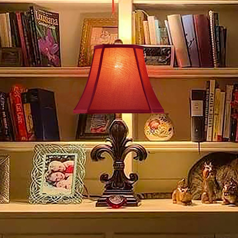 GO&SO Square Cut Corner Lampshades Burgundy Red, 8x14x11 Inch Medium