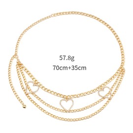 Cubahop Layered Heart Crystal Waist Belly Chain Gold Love Rhinestones Body Chain Jewelry Accessories for Women and Girls