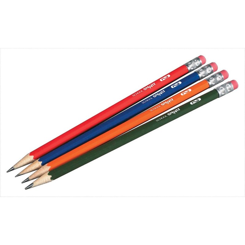 School Smart Traditional No 2 Pencils, Assorted Colors, Pack of