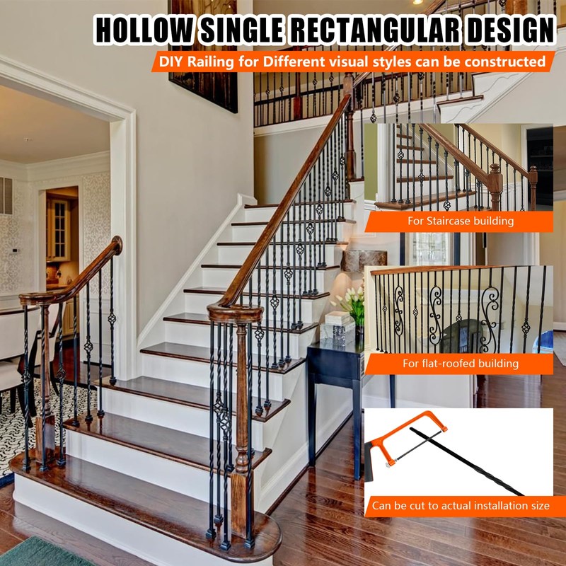 ITEVE.GD Wrought Iron Balusters - 10Pack,Hollow Double Twist Iron Spindles,Decorative
