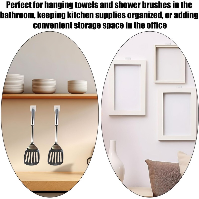 12PCS No-Drill Screw Stickers, Reusable Adhesive Hooks, Removable Nail Free