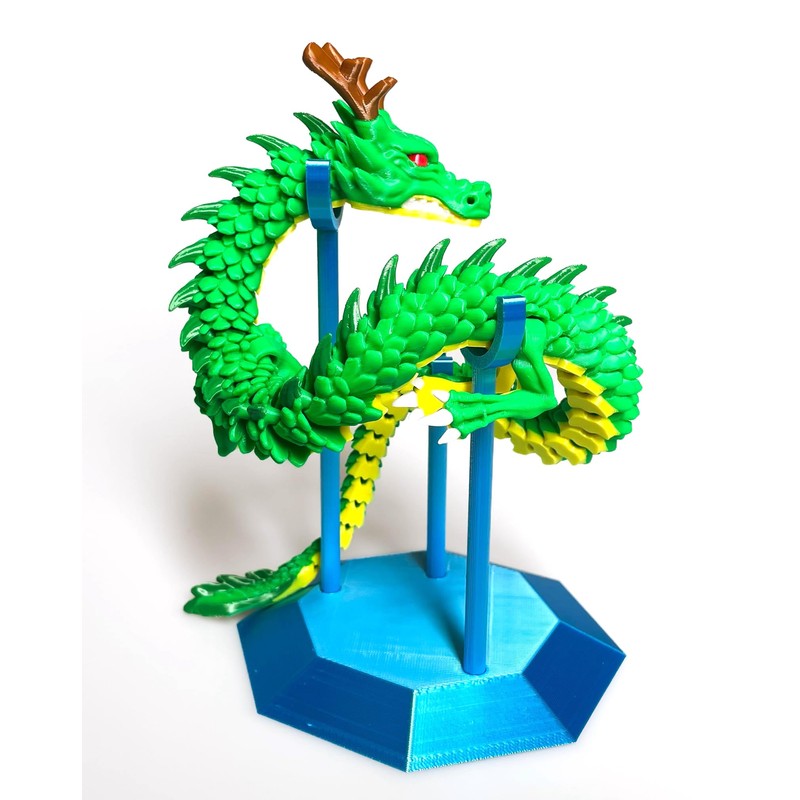 SHEETA 3D Printed Dragon Display Stand, Blue PLA Holder for