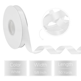 Ribreeze 5/8 inch White Satin Ribbon 50 Yards for Gift Wrapping Weddings DIY Floral Decor Sewing & More