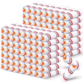 Leumoi 300 Pcs 4 Inch Mini Paint Roller Cover 1/2" Nap Small Microfiber Roller Covers Home Repair Tools House Household Supplies Kit(Red, Gray)