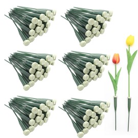 Vkinman 150 Pcs 6 Inch Plastic Floral Water Tubes with Rubber Caps Flower Arrangements Supplies for Fresh Flowers Green