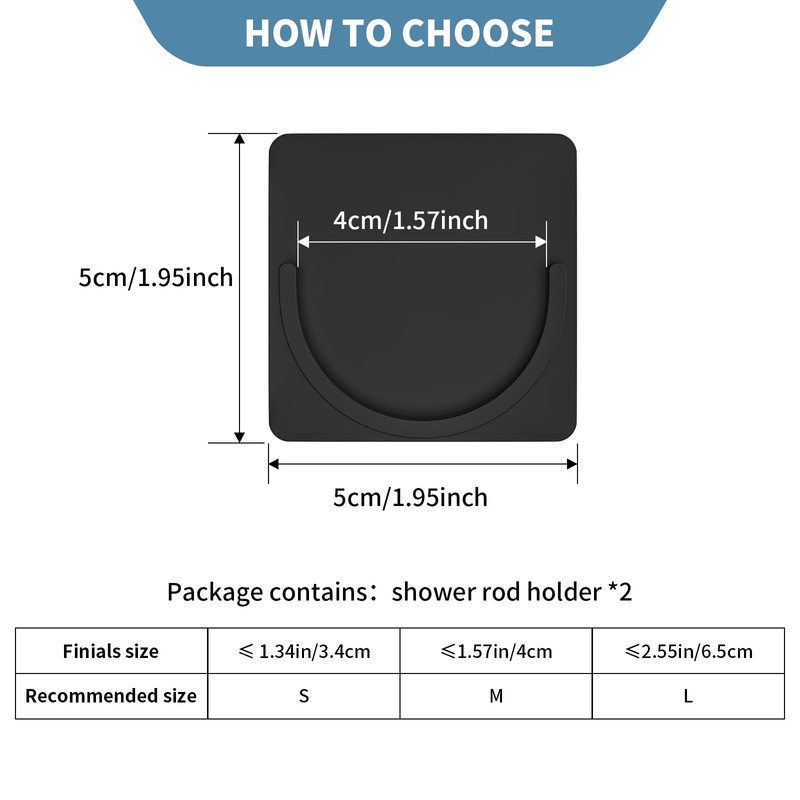 UAREP Adhesive Shower Rod Holders, Curtain Rod Holders，No Drilling|Heat Resistant