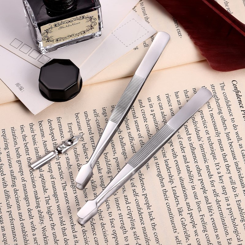 FOMIYES 2Pcs Stamp Tweezers Flat Paddle End Style Stamp Tongs