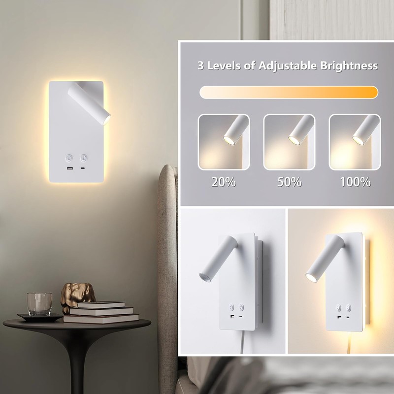 MOLUOLA LIGHTING LED Wall Lamp Wall Mounted Reading Lights with