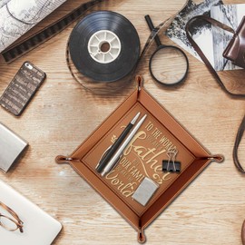 BELLA BUSTA Lederschild mit Gravur Tray (Father) braun