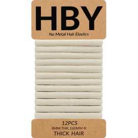 HBY - Corbatas para cabello grueso o rizado. Caballos sin costuras antideslizantes para coletas, para el pelo, 8 mm, 12 unidades, color camel