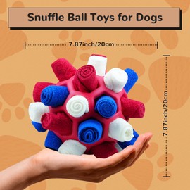 Larimuer Snuffle Ball for Dogs, Snuffle Rug Snuffle Toy, Interactive Dog Toy, Portable Pet Snuffle Ball Toy for Small, Medium Dogs, Pet (Red, White, Blue)