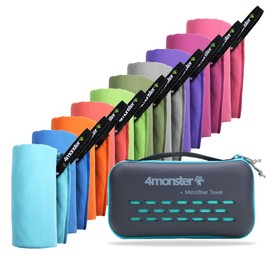 4Monster microfibre towels in 14 colours, quick-drying sports towel, absorbent, ultra-light travel towel for fitness, sauna, travel, sports.