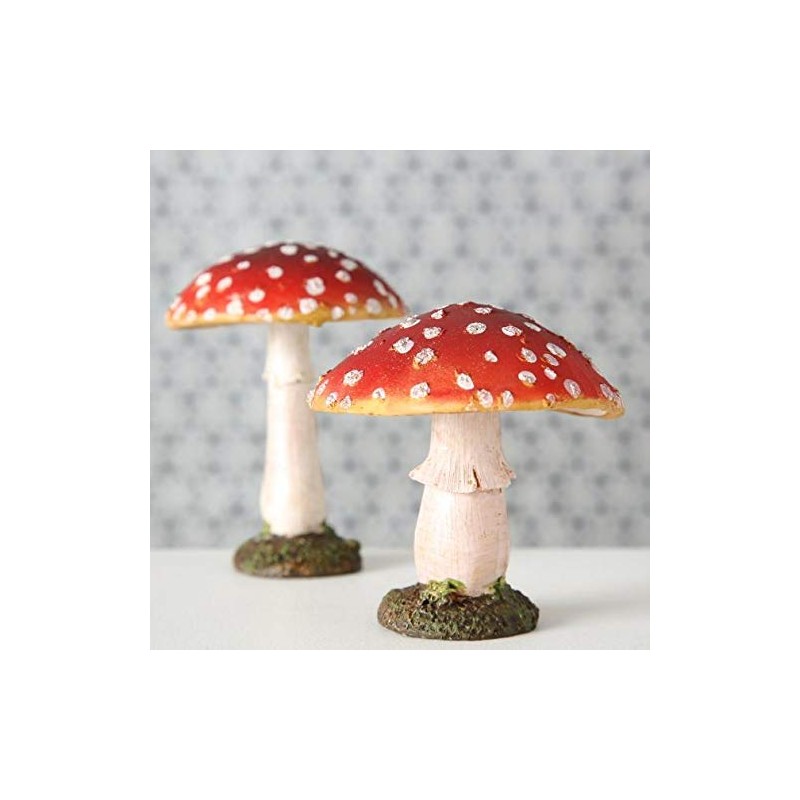 Toadstool Garden Decoration Resin Set of 2