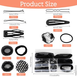 alwaiiz 70 Piece Updo Accessories Bun Net Set, Includes Hair Net Bun Bun Bobby Pins, Hair Bobbles and Storage Box, Hairstyle Accessories for Dance, Yoga and Gymnastics