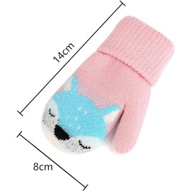 0-3 Years Baby Winter Gloves Kids Knitted Mittens Warm Fleece Lined Gloves Mittens with Cord Outdoor Soft Winter Gloves Ski Gloves Hand Warmer for Boys Girls, pink