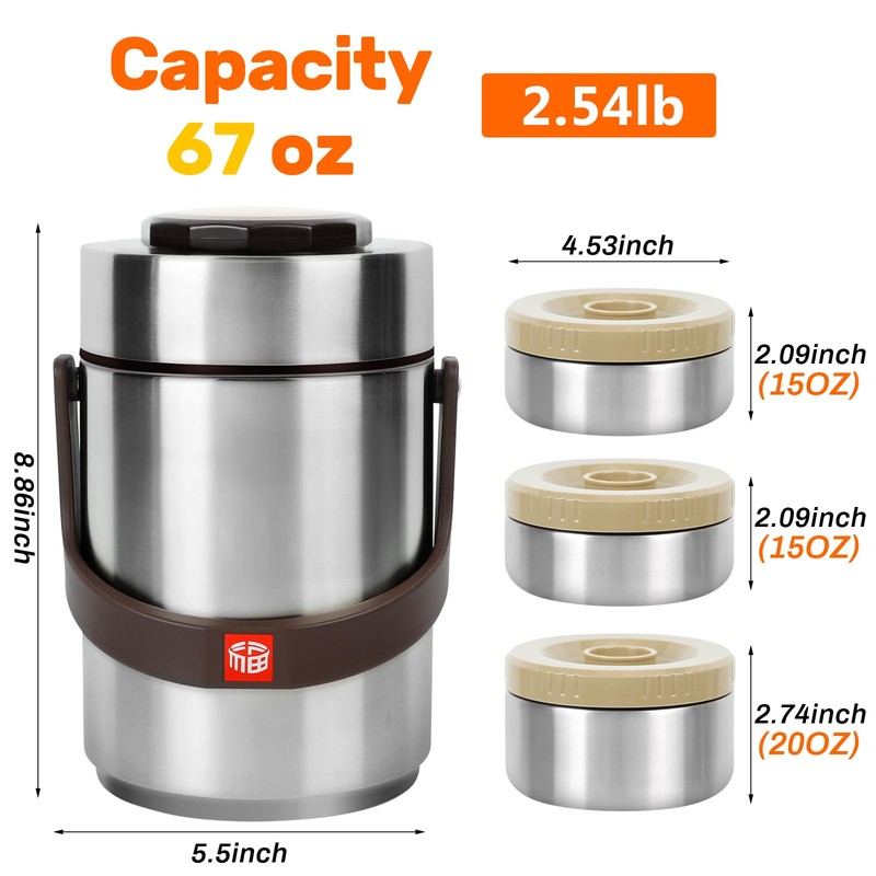 Spoilu Thermo for Hot Food & Soup 67 Oz, 3-Layer