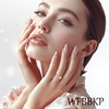 30Pcs Bow Press on Nails Short Almond Fake Nails Blue
