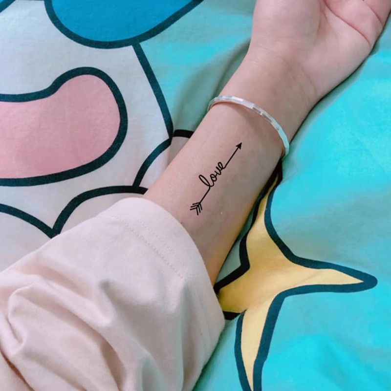 Oottati 2 Sheets Small Tiny Temporary Tattoo Stickers Arrow Heart
