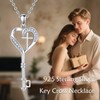HKPATOP Cross Key Necklace 925 Sterling Silver Heart Key Pendant
