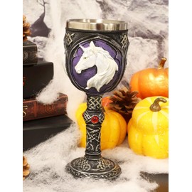Ebros Vial Of Everlasting Life Rare White Unicorn Wine Chalice Alcoholic Beverage Drink Goblet Cup 7.5"H Ancient Mystical Mythical Legendary Animal Unicorns Unicornio Celtic Tribal Tattoo Knotwork Art