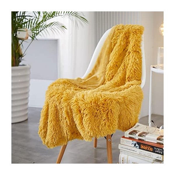 Decorative Soft Faux Fur Blanket,Solid Reversible Fuzzy Lightweight Long Hair