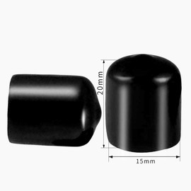 50pcs Screw Thread Protection Caps Inner Diameter 15mm PVC Rubber Round Tube Bolt Caps Plastic End Cap Black Thread Protectors