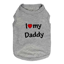 DroolingDog Small Dog Clothes Pet T-Shirt I Love My Daddy Puppy Apparel for Small Dogs, XS, Grey