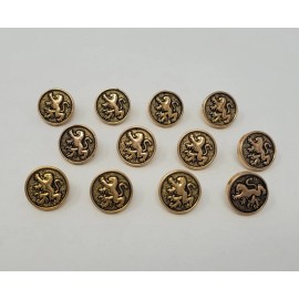 Unbranded 12 pcs Heraldic Lion Round Gold Plastic Craft Sewing Shank Buttons 13mm VTG