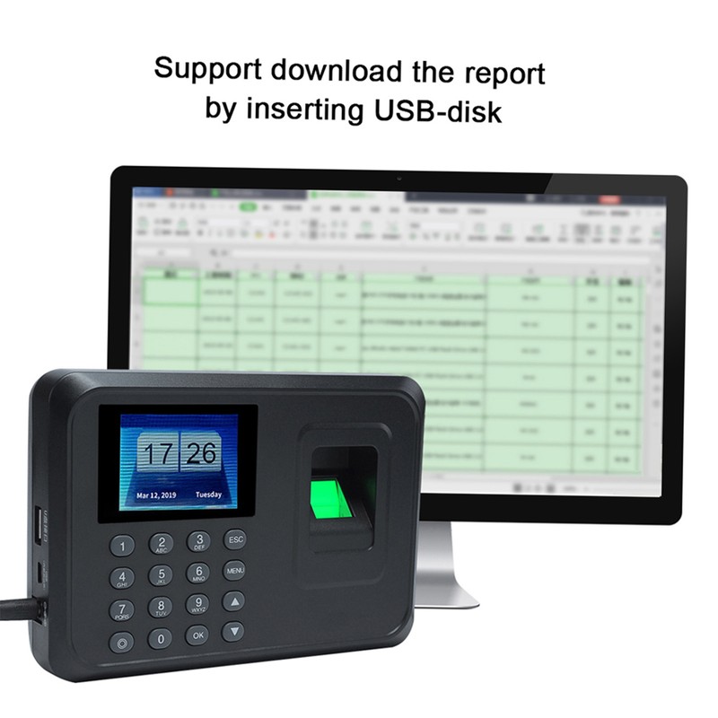 Intelligent Biometric Fingerprint Password Attendance Machine Employee Checking-in Recorder 2.4