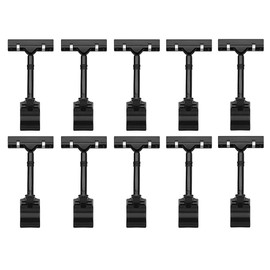Gokoti 10PCS Adjustable Plastic Sign Holder,Clip-on Style Double Display Clips Rotating Reuse Sign Price Tag for Store